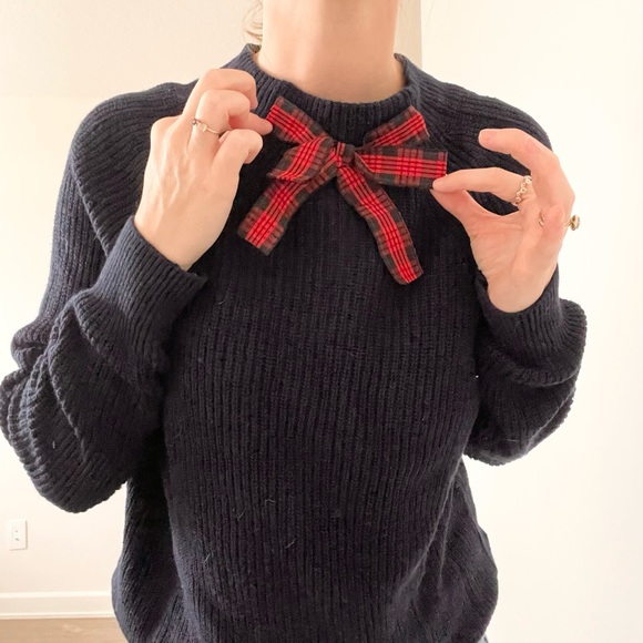 J.Crew Navy Blue Knit Bow Tie Sweater - Picture 2 of 13